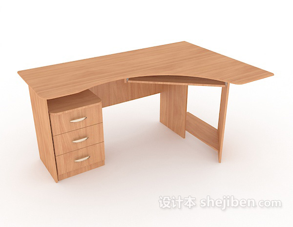 现代风格简单实木书桌3d模型下载