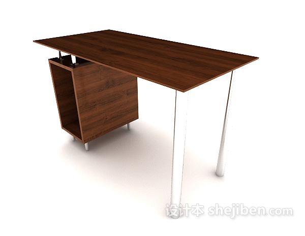 设计本木质电脑桌3d模型下载