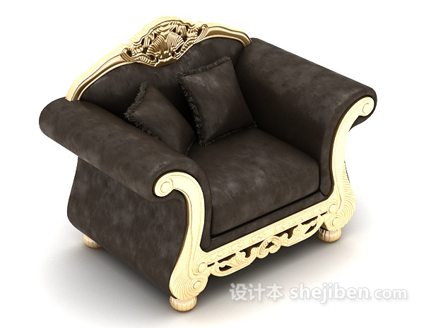 欧式复古黑色沙发3d模型下载