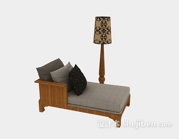 简约木质沙发躺椅3d模型下载