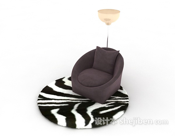 免费紫色懒人沙发3d模型下载