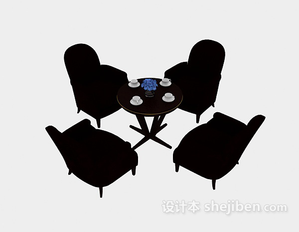 免费现代黑色休闲桌椅3d模型下载