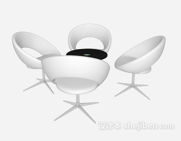 设计本白色办公桌椅组合3d模型下载