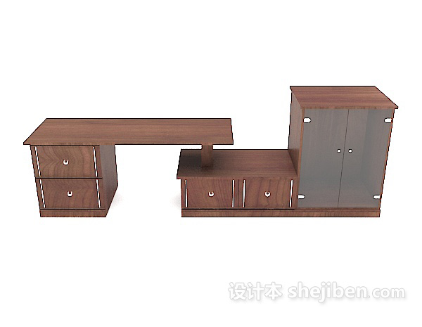 现代风格家居实木简约书桌3d模型下载