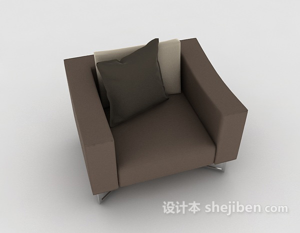 现代风格灰棕色单人沙发3d模型下载
