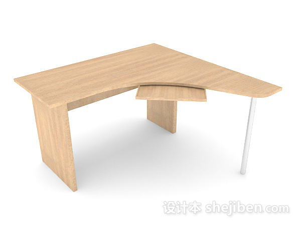 现代风格现代简单实木书桌3d模型下载