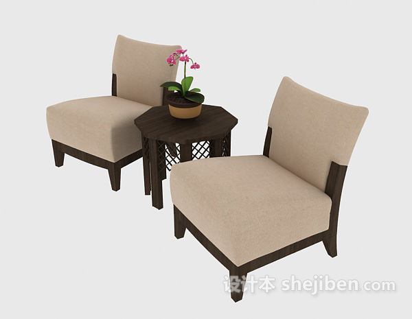 设计本现代简约木质桌椅3d模型下载