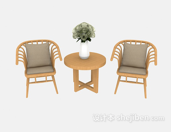 现代风格简约黄色桌椅3d模型下载
