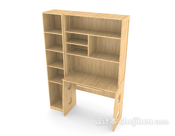 免费整体型书桌、书柜3d模型下载