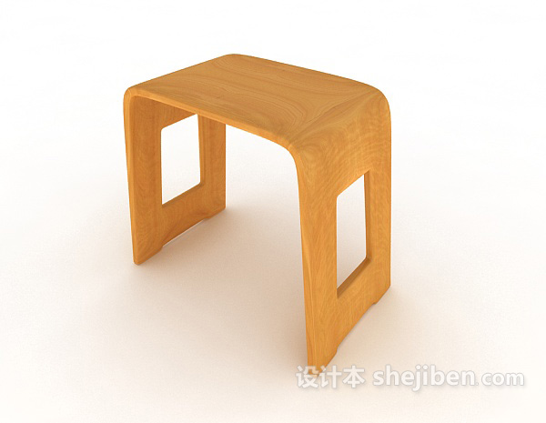 休闲黄色木质凳子3d模型下载