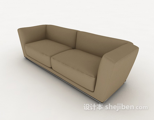棕色家居简单双人沙发3d模型下载