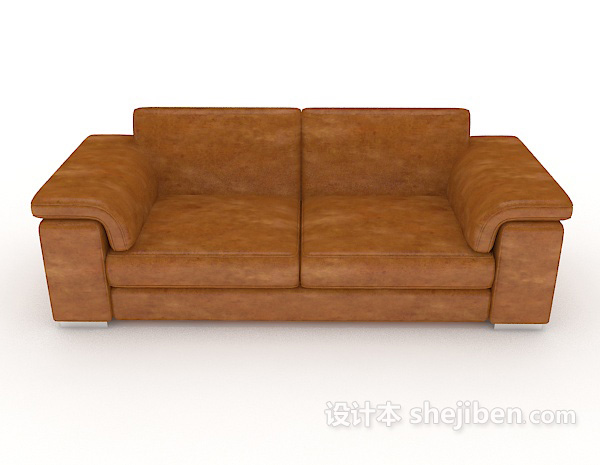 现代风格家居简单棕色双人沙发3d模型下载