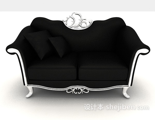 欧式风格黑色欧式双人沙发3d模型下载