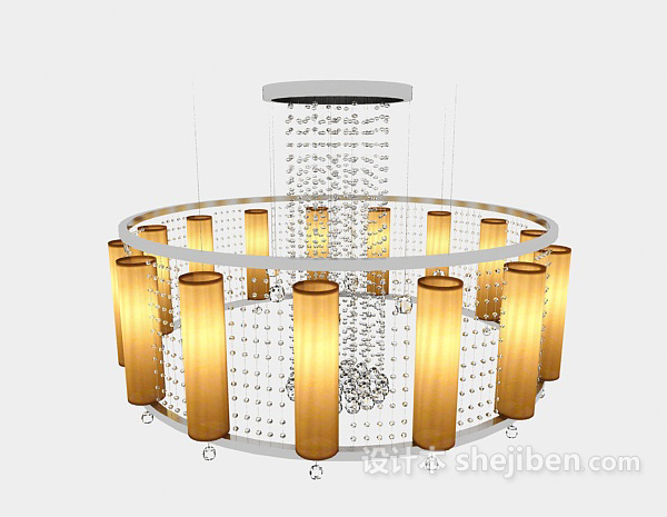 设计本居家大型吊灯3d模型下载