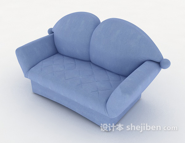 免费浅蓝色双人沙发3d模型下载