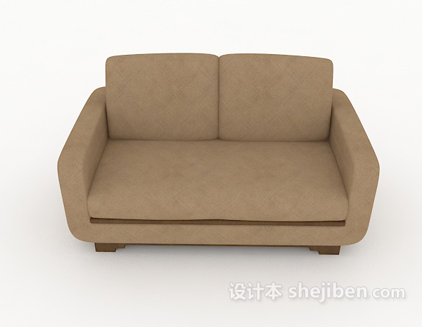 免费现代简约家居棕色双人沙发3d模型下载