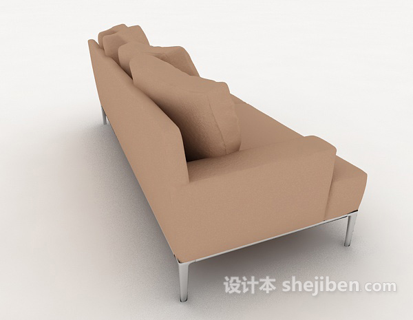 设计本简约棕色休闲双人沙发3d模型下载