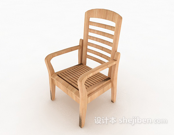 实木现代简单家居椅3d模型下载