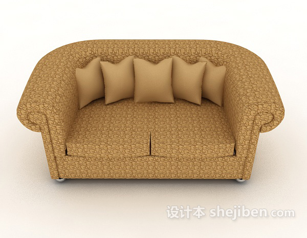 现代风格现代家居棕色双人沙发3d模型下载