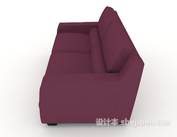 设计本紫色简约双人沙发3d模型下载