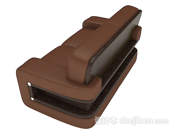 设计本商务棕色双人沙发3d模型下载