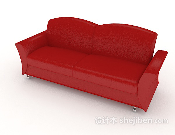 设计本大红色双人沙发3d模型下载