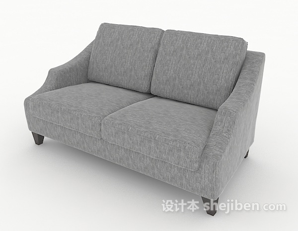 免费北欧灰色双人沙发3d模型下载