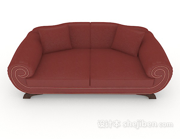 现代风格家居红色双人沙发3d模型下载