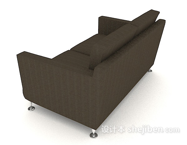 设计本简约现代棕色双人沙发3d模型下载