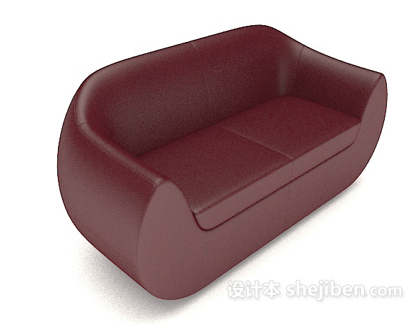 简约红色双人皮质沙发3d模型下载