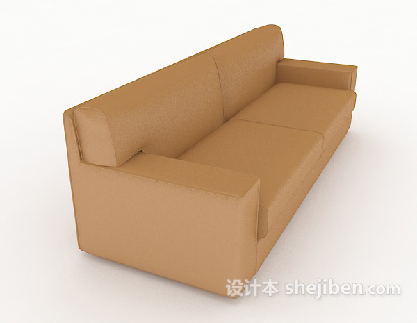 家居棕色简单双人沙发3d模型下载