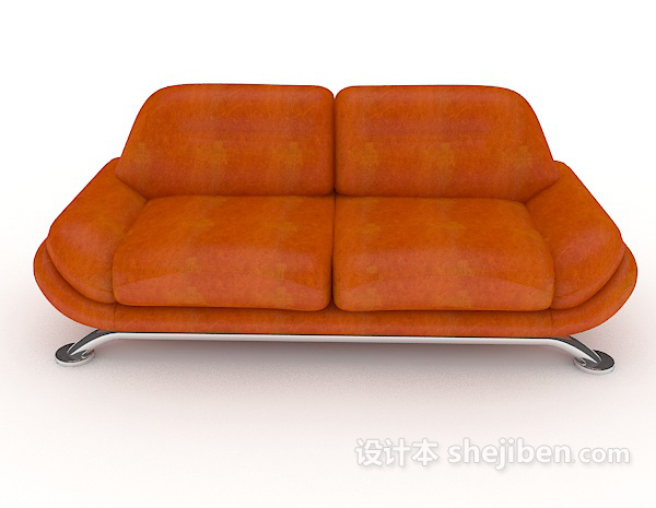 现代风格橙色双人沙发3d模型下载