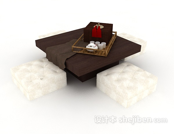 日式桌椅组合3d模型下载