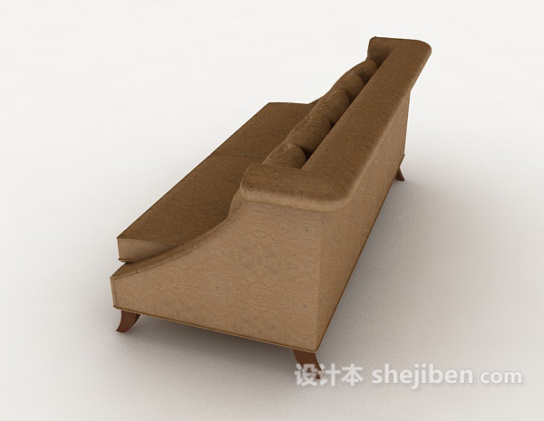 设计本欧式棕色简单多人沙发3d模型下载