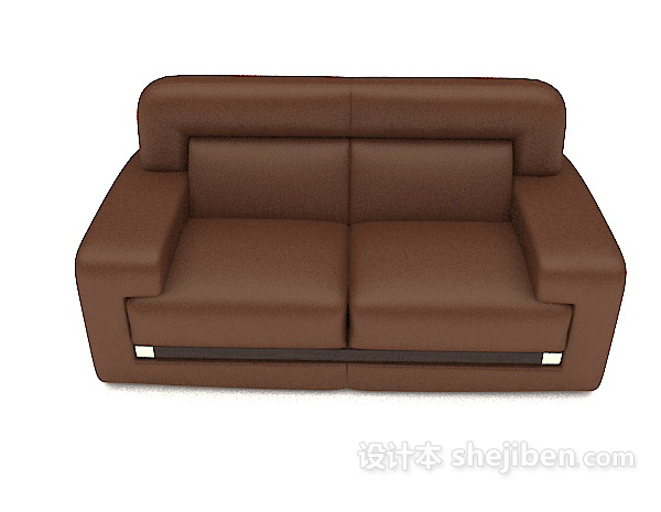 现代风格商务棕色双人沙发3d模型下载