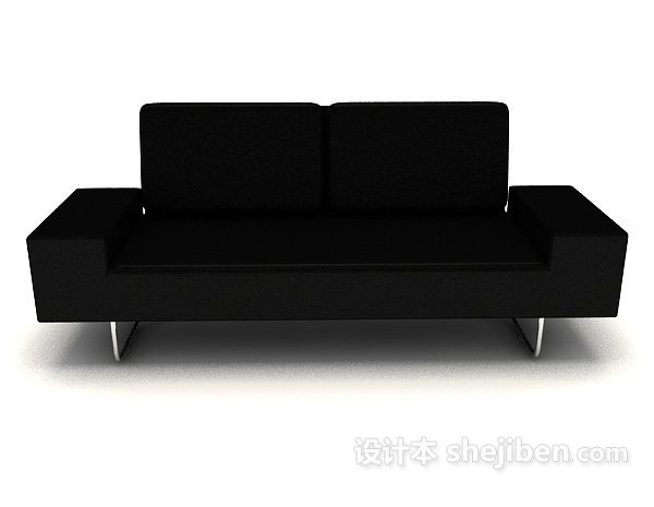 现代风格黑色简约商务双人沙发3d模型下载