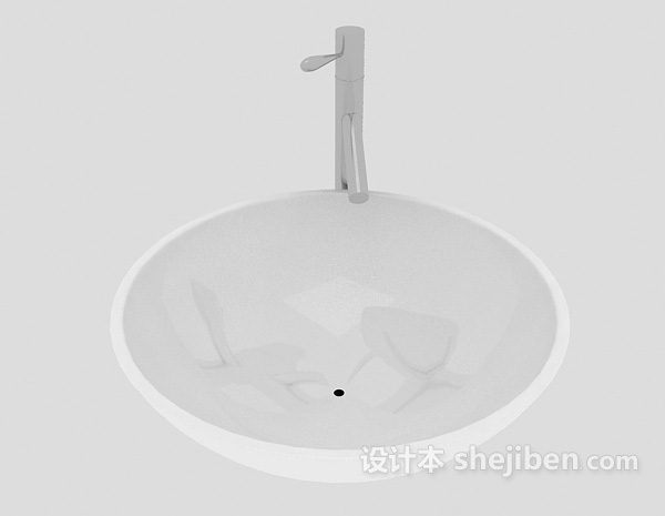 现代风格圆形白色洗手盆3d模型下载