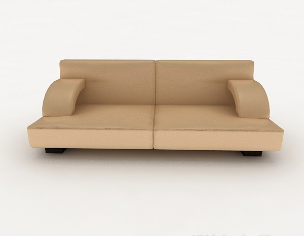现代风格简约休闲棕色双人沙发3d模型下载