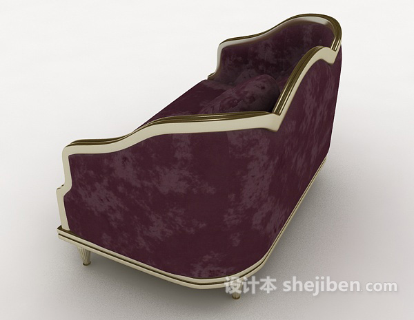 设计本紫色欧式多人沙发3d模型下载