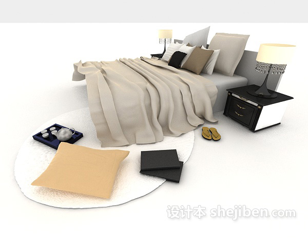 设计本家居用品双人床3d模型下载