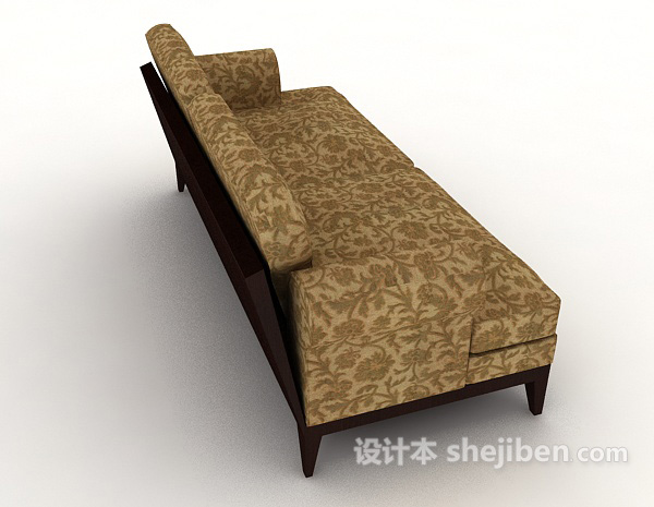 设计本欧式复古棕色双人沙发3d模型下载