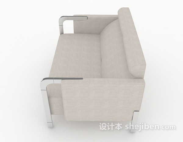 设计本浅灰色简单双人沙发3d模型下载