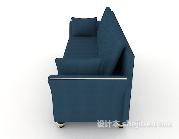 设计本现代风格蓝色双人沙发3d模型下载