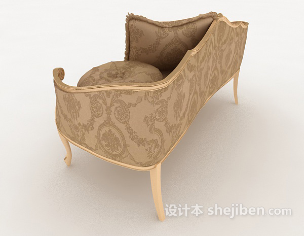 设计本欧式花纹双人沙发3d模型下载