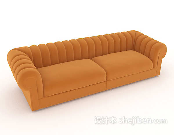 家居橙色简约双人沙发3d模型下载