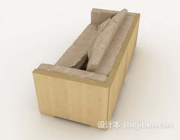 设计本简单新中式多人沙发3d模型下载