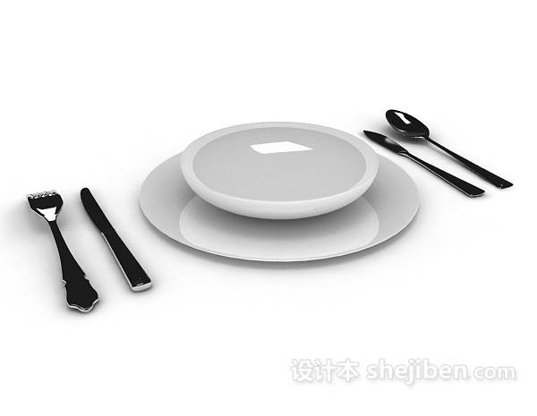 现代风格碗碟餐具3d模型下载