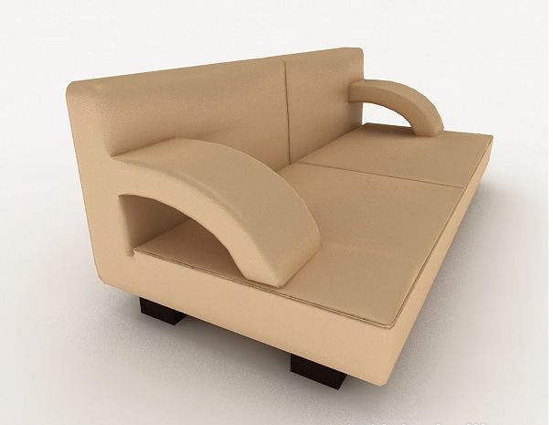 设计本简约休闲棕色双人沙发3d模型下载