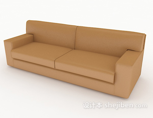 免费家居棕色简单双人沙发3d模型下载