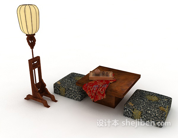 中式风格新中式茶几桌椅3d模型下载